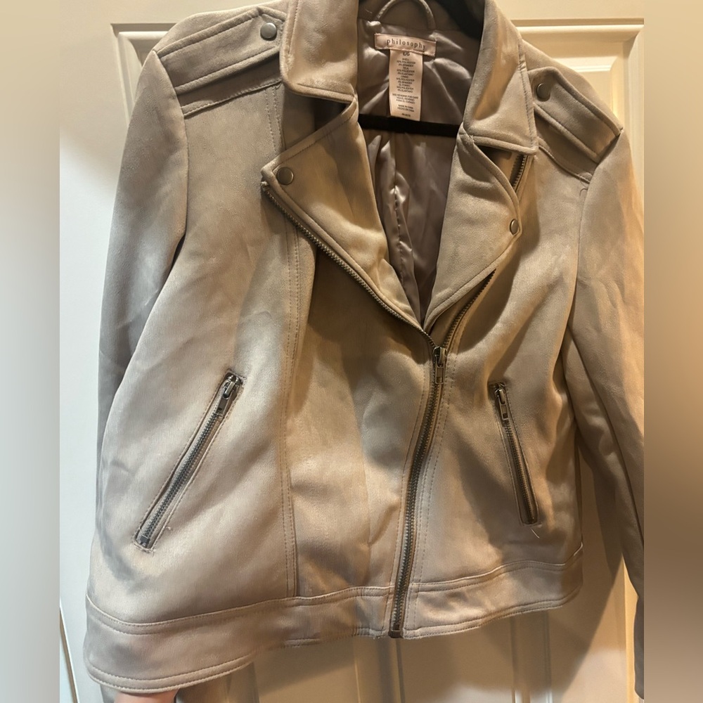 NWOT Faux Suede Motorcycle Jacket - Picture 3 of 6